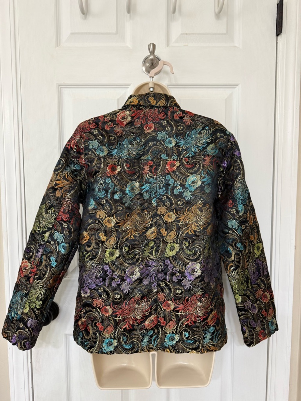 Chico’s Design Floral Brocade Quilted Jacket Size 0 (S) Zip Front - Picture 3 of 12